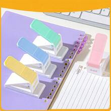 1pc Practical Minimalist Style Macaroon Solid Color Appearance Hand-Held Fuselage Anti-Slip Press Handle Is Suitable For Paper Loose-Leaf Punching Machine Manual DIY Document Bill Binding Office Stationery Scrapbook Supplies School Supplies. - B - View 1