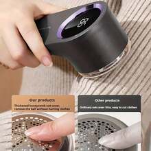 Electric Fabric Shaver, USB Rechargeable Lint & Bobble Remover With LED Display, Built-In Lint Brush, Portable Sweater Defuzzer, Ideal For Clothes, Bedding, Carpets, Sofas, Furniture, Household Cleaning Tools - Multicolor - View 6