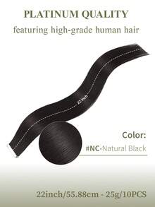DNE HAIR 10片/包 貼片式接髮 100%真髮 自然黑直髮 14-22英吋長度 絲滑無痕隱形 高品質厚髮尾 健康真髮接髮 適合細髮、沙龍使用及所有女性/女孩日常配戴 - SNatural - 查看 16