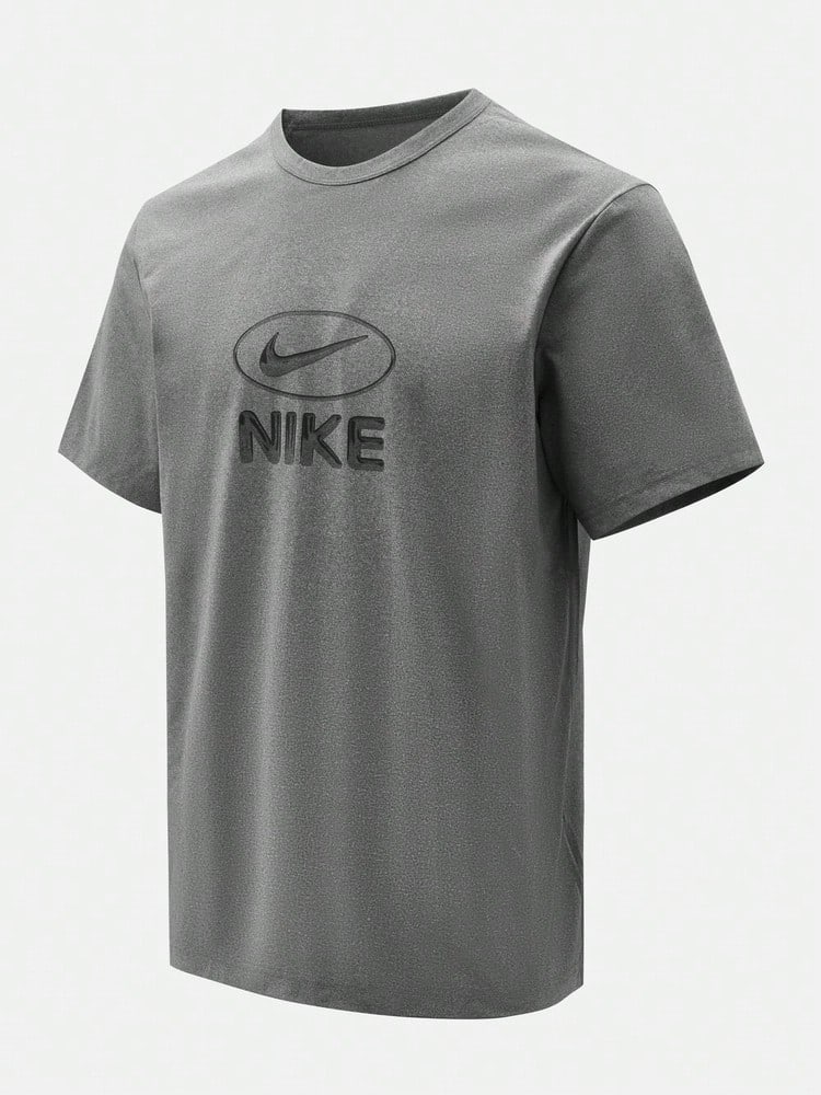Nike Men's AS M NK DF UV HYVERSE TOP FLD Short Sleeve T-Shirt Knit Collarless Short TIM3596-084 - Grey - View 1