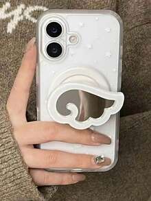 White Line Wing Mirror Magnetic Phone Stand, Compatible With Magnetic Phones, Strong Adsorption Desktop Slouchy Stand, Phone Holder With Built-In Mirror - Multicolor - View 2