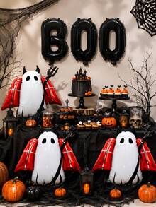 2/6pcs Halloween Theme Balloon Set, Includes Black BOO And Demon Ghost Balloons, Suitable For Halloween, BOO Party, Trick Or Treat, Birthday, Ghost Party, Horror Thriller Theme Decoration - Multicolor - View 4