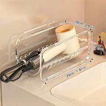 1pc Curling Iron Storage Rack, Hair Dryer Storage Box, Curling Wand Organizer, Item Storage Shelf, Straightening Brush Organizer, Flat Iron Holder, Stackable Design, Countertop Style, Transparent Acrylic, Suitable For Bathroom, Countertop, Vanity, Washbasin, Toilet, Entryway, Practical Shelf - A - View 9
