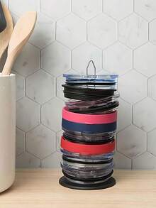 No-Drill Kitchen Lid Organizer With Stable Base To Stack Covers Space-Saving Vertical Lid Storage Rack For Kitchen Minimalist Kitchen Dining Table Cup Lid Organizer Ideal For Coffee Station Countertops Kitchen Storage Essentials - Multicolor - View 6