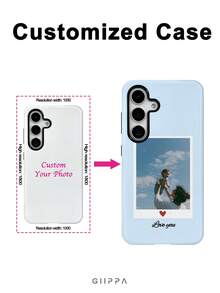 GIIPPA 1件客製化照片手機殼，相容 Galaxy S26 S25 S24 Ultra/Plus/Fe A71 A57 A56 A55，亮面 2 合 1 手機保護殼，個性化手機殼，返校禮物、情人節禮物、生日禮物 - 彩色 - 查看 2