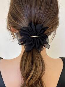 3 Peças Presilhas de Cabelo com Flores Elegantes e Delicadas Estilo Francês para Mulheres, Grampo de Cabelo para Rabo de Cavalo na Parte de Trás da Cabeça, Acessório de Cabelo Super Fada de Alta Qualidade, Ferramenta de Penteado - Multicolorido - Visão 3