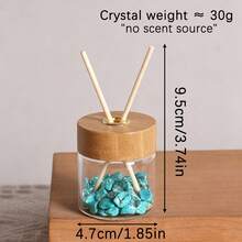 1pc Glass Reed Diffuser Jar With Bamboo Lid, Natural Crystal Stones Rattan Sticks Set, Flameless Home Fragrance Container, Ramadan Housewarming Decor Gift "Unscented" - one-size - View 14
