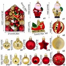 New 72pcs House Set Christmas Ball Painted Asymmetrical Electroplated Ball Christmas Tree Hanging Decor Holiday Decoration - 72 Pieces - View 13