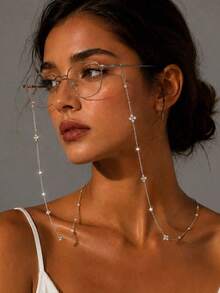 1pc Zirconia Flower Face Chain Eyeglass Chain Anti-Slip Anti-Drop Chain French Fashion Women Accessory - Flowers - View 5