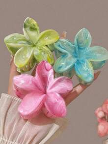 3pcs Women's Gradient Floral Large Hair Clips, Elegant Hair Accessories, Suitable For Half-Up Hairstyles, Marble Pattern Design, Decorative Hair Claws, Vintage Exquisite, Suitable For Beach Vacation, Fresh Daily Outfits. Accessories, Hair Accessories, Hair Styling Tools, Women's Accessories, Hair Accessory Supplies, - Multicolor - View 1