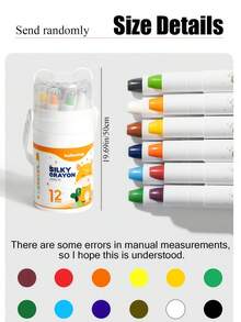 12pcs Multicolor Rotating Crayons Set, Washable Water-Soluble Rotating Crayons, Smooth Oil Pastels And Watercolor Crayons, Non-Staining, Fade-Resistant And Non-Bleeding, Perfect For Kindergarten And Elementary School Art Classes And Home Use - Multicolor - View 3
