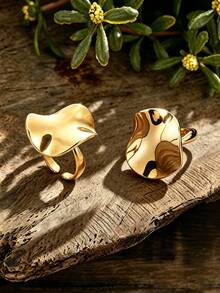 Cring Coco 1pc Fashion Boho Simple Geometric Open Ring For Woman Accessories Golden 304 Stainless Steel Rings Daily Vacation Music Festival Jewelry Gift - Geometry - View 4