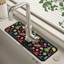 1PC New Christmas Diatom Mud Faucet Absorbent Mat, Kitchen Countertop Faucet Drain Mat Bathroom Sink Drain Mat Cut-Wash Quick Dry Mat - Draining Mat - View 14