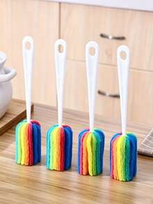 4pcs Creative Multi-Color Sponge Long Handle Cup Brush, Bottle Brush, No Dead Angle Dirt Cleaning Brush, Multi-Purpose Sponge Brush - Multicolor - View 12