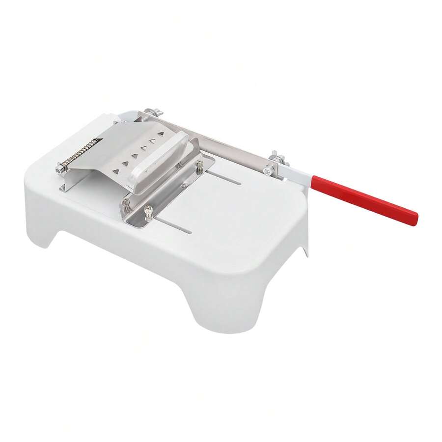 Manual Stainless Steel Meat Slicer, Hand Operated Cutting Machine For Lamb Rolls, Beef And Frozen Meat, Household Handheld Device For Even Thin Meat Slice Preparation - White - View 1