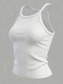 2pcs Women's Solid Color Halter Neck Sleeveless Basic Tank Tops, Regular Fit - Multicolor - View 5