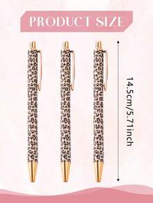 1pc Cute Leopard Print Retractable Ballpoint Pen Set, Minimalist Printed Pen, Suitable For Journaling And Gifting, Perfect Choice For Wedding, Valentine's Day - Multicolor - View 2