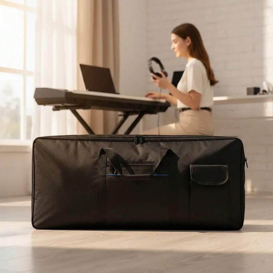 Capa Bag Case Teclado Acolchoada Impermeável P/61 Teclas - Preto - Visão 1