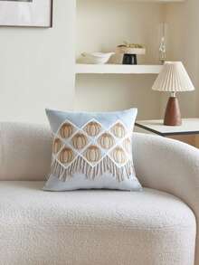 LCUHPCL 1pc Autumn/Winter Thanksgiving French Style Gentle Blue Pumpkin Embroidered Tassel Pillowcase, Home Decor For Living Room, Bedroom, Party, Sofa And Various Environments - Baby Blue - View 2