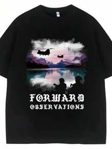 Forward Observations Group Graphic T Shirt Trendssssssssy Hip Hop Short SLeesve  Punk Gothic Oversized T Shirts Streetwear Male - 黑色 - 查看 1