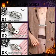 8pcs Halloween Vintage Women's Knit Cardigan Clips, Cardigan Fastener Accessories, Vintage Shawl Tie Clips, Shirt, Dress, Jacket And Other Clothing Decorative Accessories - Ancient Silver - View 5