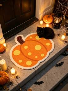 1pc Polka Dot Pumpkin Floor Mat, Living Room Rug, Carpet, Area Rug, Small Area Rug, Home Decor, Washable Rug, Halloween Gift - Polka Dot Pumpkin - View 1