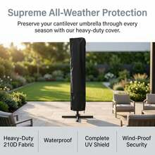 Rust-Proof Zipper Cantilever Umbrella Cover, Double Stitched Waterproof Shield, Windproof Adjustable Drawstring Design, Multiple Sizes For Patio Umbrella - Black - View 1