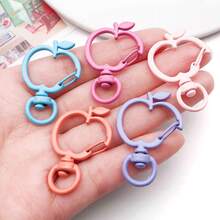 6pcs Multicolor Hollow Apple Lobster Clasps Fruit Shaped Swivel Spring Snap Hooks For DIY Keychains Bag Charms And Handmade Jewelry Hardware Findings - Multicolor - View 4