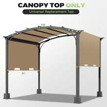 Cubierta universal de repuesto para pérgola Doubleton Steel Pergola L-PG080PST, toldo impermeable para patio, cenador, terraza, porche, patio, cubierta al aire última intervensión - Caqui - Ver 3