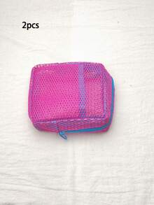 1/2/3pcs Tas Kosmetik Portabel Kapasitas Besar Desain Jaring Aneka Warna, Tas Penyimpanan Perjalanan Harian, Tas Perlengkapan Mandi - MultiWarna - View 14