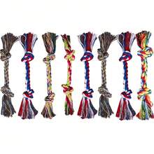 1/3/5/10件裝寵物狗咬繩玩具，狗用繩結磨牙雙結互動繩結玩具 - 彩色 - 查看 13
