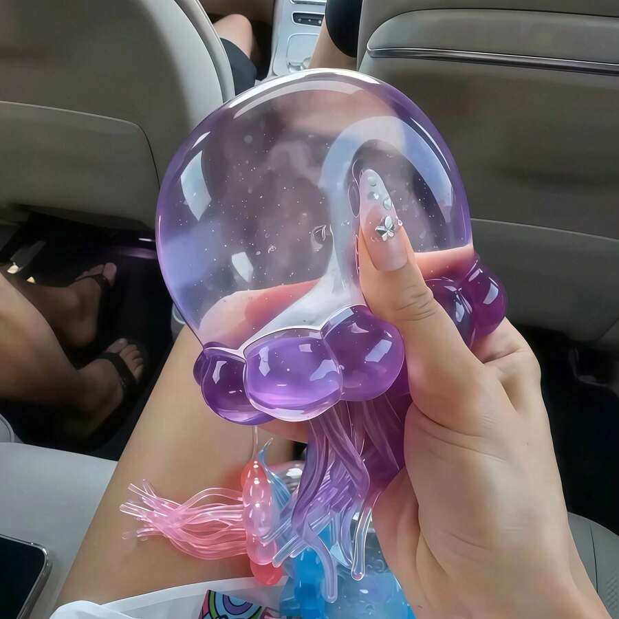 Tachimi 1 pieza Muñeco de medusa grande con degradado, muñeco de apretar transparente vibrante de rebote lento, muñeco de alivio de estrés de gelatina suave, decoración ASMR adictiva, suministros de muñecos al por mayor de alto rendimiento - Multicolor - Ver 1