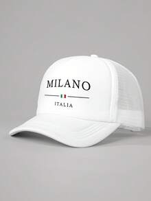 1件/2件裝 MILANO 字母印花海綿網格帽，米蘭義大利圖案印花中性海綿棒球帽，可調節戶外網格遮陽帽，輕量透氣，適合日常通勤 - 彩色 - 查看 10