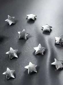10pcs Star-Shaped Hair Clips, Gold Metal Wire Hair Accessories, Personalized Fashion Hair Clips, Summer Beach Hair Accessories - Silver - View 3
