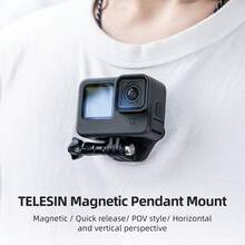 TELESIN 360° Magnetic Chest Mount Neck Strap For Go Pro Max Hero 13 12 11 10 9 X5 X4 Ace Pro Magnet Body Mounts Necklace Lanyard For D J I Action 5 Pocket 3 4 - View 4