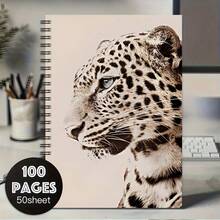 A5 Spiral Notebook, 100 Pages, 50 Sheets, 2D Flat Cat, Dog, Flower And Heart Patterns, Sweet Arabic Theme Cover, Wire-Bound Lined Writing Notebook, For Daily Notes, School And Office Use, Animal Theme Stationery Gift, Back To School Supplies - Subject Notebook - View 7