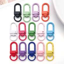 10pcs Multicolor Painted Mini D Shape Swivel Lobster Clasps Spring Snap Hooks With Rotating Ring For DIY Keychains Bag Charms Pendant Findings - Multicolor - View 8