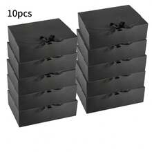 10pcs Black Gift Boxes With Lids, Groomsman Proposal Boxes, Luxury Black Gift Boxes With Ribbons For Wedding, Birthday, Party, Christmas, Bridesmaid, Graduation, Valentine's Day Gift Boxes - B-Black - View 13