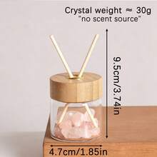 1pc Glass Reed Diffuser Jar With Bamboo Lid, Natural Crystal Stones Rattan Sticks Set, Flameless Home Fragrance Container, Ramadan Housewarming Decor Gift "Unscented" - one-size - View 8