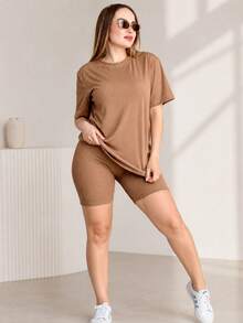 Women Two-Piece Outfits - Camel - View 2