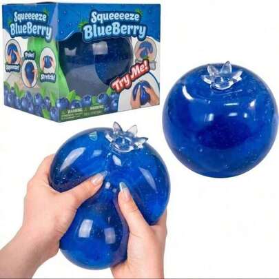 Tachimi 1pc Soft Giant Jelly Blueberry Squishy Toys, Smooth Slow Rebound Hand Squeeze Decompression Toy, Vivid Fruit Shaped Aesthetic Decor, Wholesale Blind Pack, Creative Vent Play Toy For Office Workers & Collectors