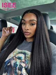 ISEE Women's U-Shaped Hair Extensions Wig, Human Hair Curly And Straight, U-Shaped Hair Piece Wig, Natural Color, 180% Density, Glueless Wig, 16-26 Inches, Unprocessed Raw Braid Hair - SNatural - View 3