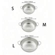 1pc Stainless Steel Strainer, Round Vegetable Filter, Kitchen Fruit Washing And Draining Mesh, Kitchen Accessory To Improve Kitchen Efficiency, Suitable For Vegetables, Rice And Fruit, Essential Home Drainage Accessory. - Silver - View 3