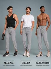 Milimetrica Men's Tactel Jogger Pants With Elastane, Gym Training, Elastic Waistband, Drawstring, And Functional Pocket - Grey - View 5
