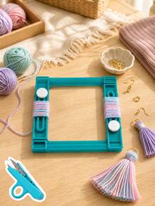 Adjustable Plastic Tassel Maker, Square Teal DIY Tool, Suitable For Craft Enthusiasts - Multicolor - View 7
