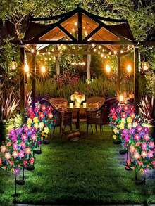 1pc Rhododendron Solar Light, Garden Light, Waterproof Solar Light With Colorful Artificial Rhododendron Flower, Suitable For Decorating Yard, Path, Patio, Porch And Lawn - Azalea - View 5