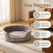 All-Season Dog Bed, Breathable And Warm Dual-Use Pet Bed, Washable Calming Round Bed For Small, Medium And Large Dogs - Grey - View 3