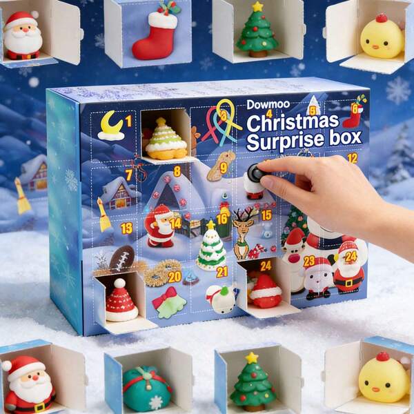 DOWMOO Caja de regalo sorpresa de Navidad - Juguetes para aliviar el estrés y celebrar la Navidad con 24 compartimentos, Calendario De Adviento, Caja Sorpresa Navideña, Juguetes Antiestrés, Regalo Para Niños