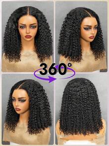 OQ 180% Density 16-30 Inch Natural Color Curly Human Hair Wig, 7x5 HD Seamless Frontal Wig, Pre-Cut Pre-Trimmed, Unprocessed Pure Virgin Hair, Fashionable Natural Holiday Style, Suitable For Business And Home - SNatural - View 6