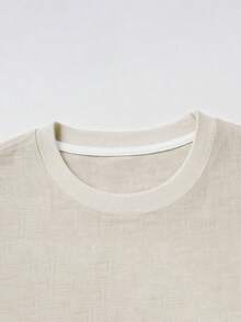 Men's Casual Business Commute Top, Solid Color Long Sleeve T-Shirt, Autumn/Winter Inner Layer - Apricot - View 5